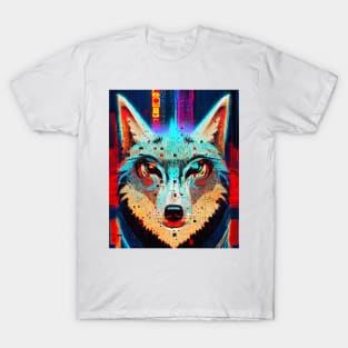 Glitch Husky Wolf Cyberpunk T-Shirt